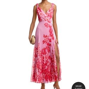 Aqua Pink and Red Floral Maxi Dress purchased from Bloomingdale’s.